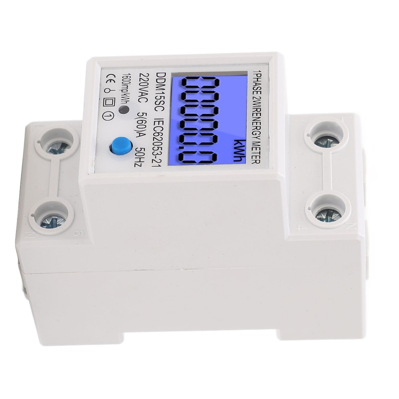 LCD Digital Energy Meter Single Phase 2P Electricity Usage Monitor