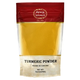 Turmeric Powder 5 Pound Bulk Bag - Indian Turmeric Root Ground (Haldi) - Minimum Curcumin 2.5% - Pure, Vegan, from India by Spicy World