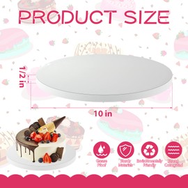 HKACSTHI 4 Pieces Cake Boards 10 Inch 12 Inch 14 Inch Round 1/2 Inch Thick White Cardboard Cake Drums Baking Supplies for Multi Tiered Birthday Wedding Party Cakes Base para Pastel