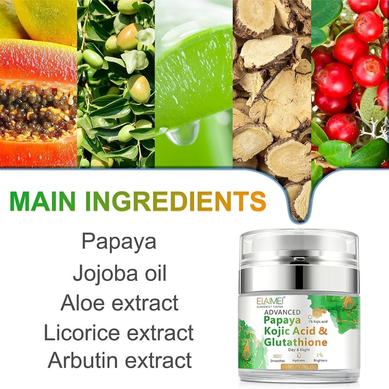 Elemei Papaya Cream, Kojic Acid Glutathione Skin Nourishing Resurfacing Face