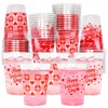 YISKUOPU 50Pcs Valentines Plastic Cups, 12oz Red Pink Valentines Day