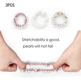 3 PCS Pearl Hair Scrunchies, Ponytail hair styling Elastics ties ,pink Hair Accessories for Women and Girls