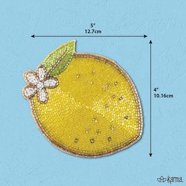 Karma, Lemon Beaded Drink Coasters Set of 4, Summer Round Beaded Coasters for Dinning Table and Coffee Table, Lemon