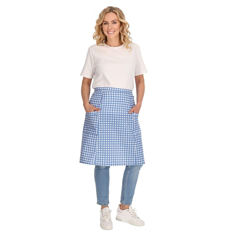 Apron Cotton Colourful Floral Apron Half Apron Cooking Apron, blue