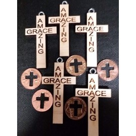 cross cut pennies, amazing grace, small traditional cross, pocket cross