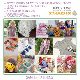 LAWINIA - Melody Premium DK Cotton Yarn for Crochet, Pack of 5, Each 50g - 150m 50% Pure Cotton - 50% Acrylic Oeko-TEX Certified, Hypoallergenic & Vegan, DK Wool for Knitting, DK Cotton Knitting Yarn