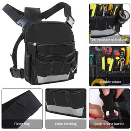 LOTCAIN Electrician Tool Pouch Heavy Duty 26 Pockets Tool Pouch Portable Bag for Men Adjustable Tool Chest Bag Organizer for Technician Maintenance Electrician Carpenter Woodworker Roofing