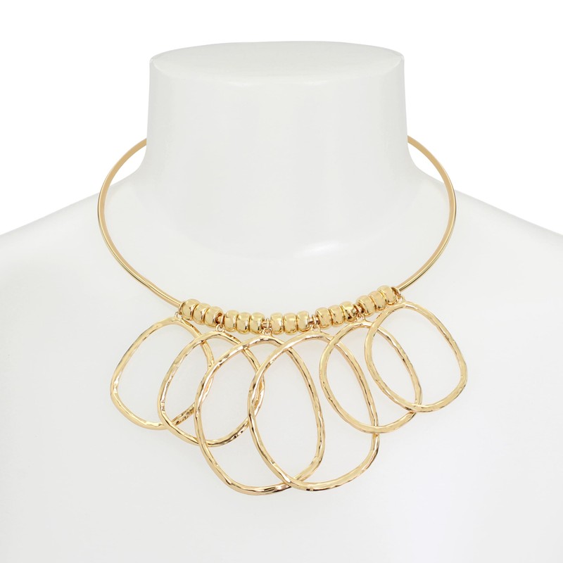 Robert Lee Morris Womens Textured Ring Bib Wire Necklace