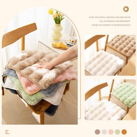 HEVOY Square Faux Fur Seat Cushion, Faux Rabbit Fleece Chair Pad, Winter Thick Plush Cushions for Dining Chairs, Comfy Lazy Sofa Office Floor Pillow, Cute Bedroom Decor(Coffee,6pc/15.8×15.8inches)