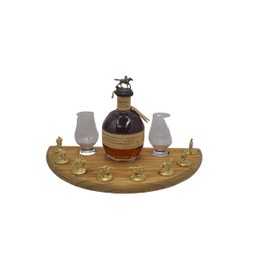 Bourbon Cork Display Half Moon Shape With Light and Glass Holders Compatible With Blanton's Horse Cork Stoppers- 3 Different Stain Options (Golden Oak)