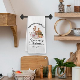 XNXLDYLH Meemaw's Kitchen Towels Gifts, Best Meemaw Gifts for Christmas from Grandson Grandkids Granddaughter, Memaw Gifts, Grandma Meemaw Dish Hand Tea Towels for Bathroom Kitchen, 16x24 Inch