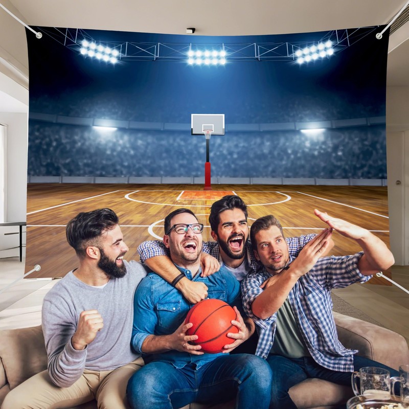 Basketball Court Spotlight Scene Backdrop Banner - Photography Background for