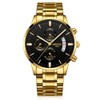 NIBOSI butterfly snap solid steel belt men's watch waterproof coating