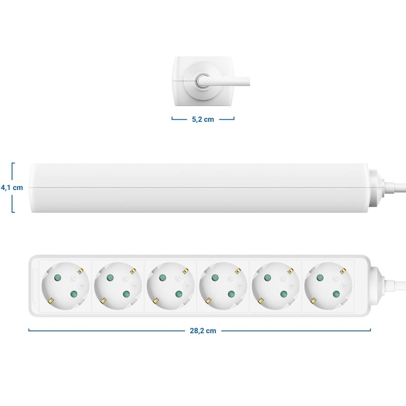 deleyCON 6-Way Power Strip with Flat Connector Power Strip for