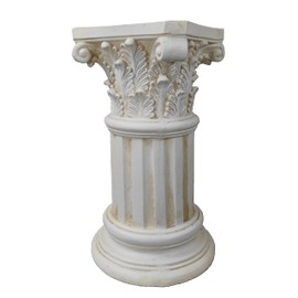 Exquisite Magnesium Oxide Corinthian Greek Column Pillar with Stand Base Pedestal for Indoor Outdoor Garden Backyard Courtyard Patio Office Decor23.9’’High,White