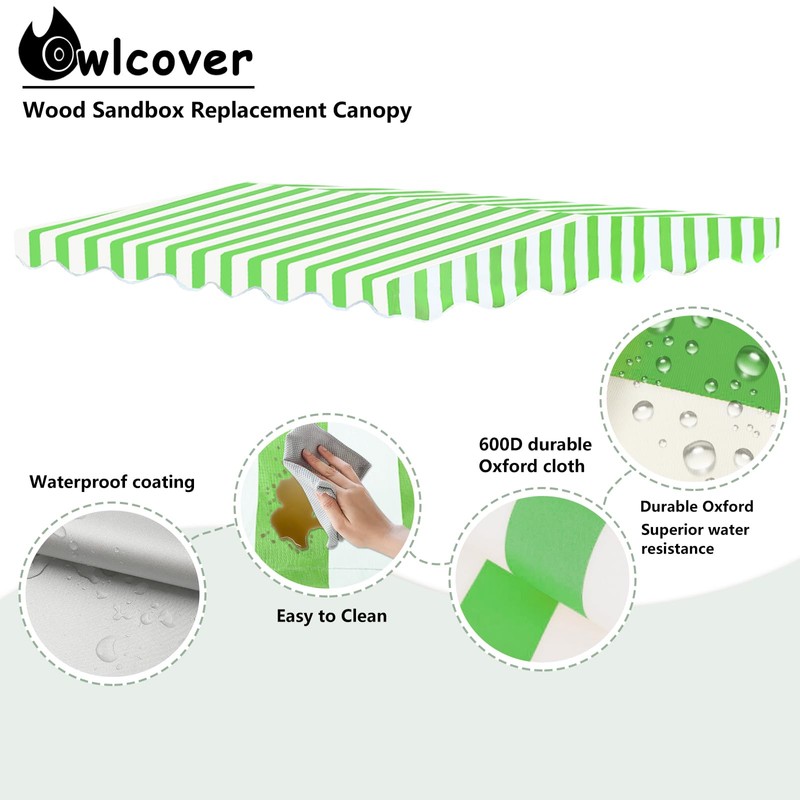 Owlcover Wood Sandbox Replacement Canopy - Green Top Cover for