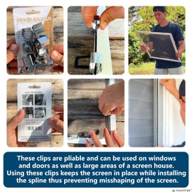 Screen Door Installer Clips - 20 Pieces Screen Clips for rescreening and Screen Retainer Clips for Patio and Garage Window for Installing Window and Door Screens (20 Pack)