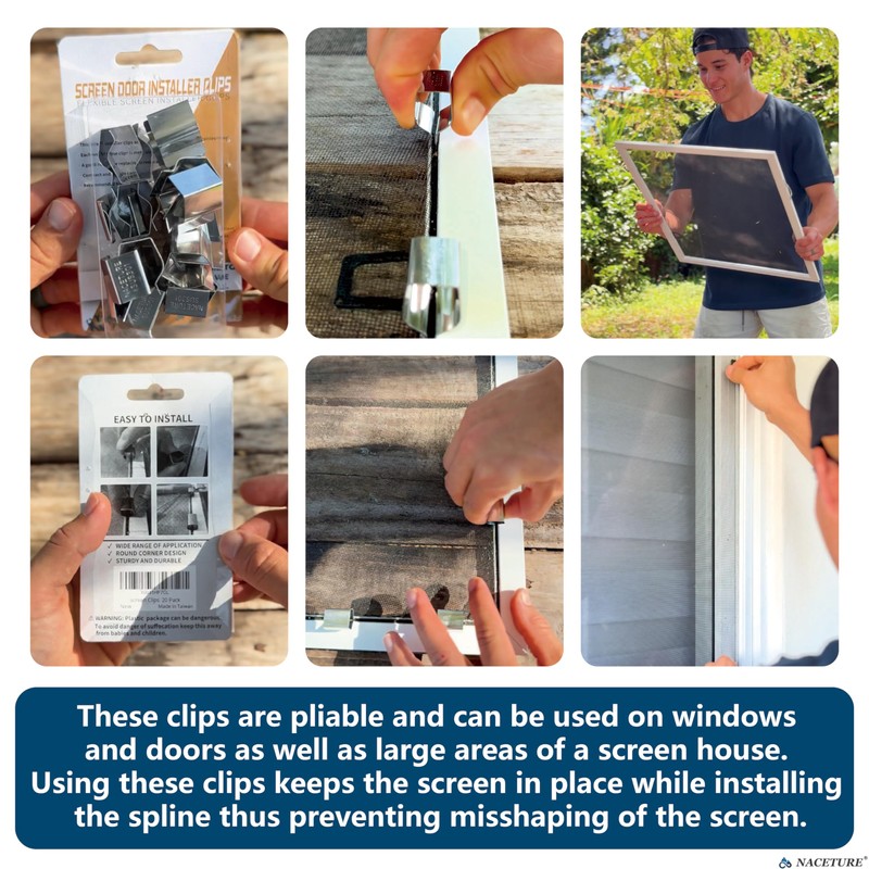 Screen Door Installer Clips - 20 Pieces Screen Clips for