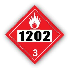 1202 Placard DOT Hazardous Chemical 4 Digit UN Number Sign 10 ¾” x 10 ¾” Self Adhesive Vinyl Sticker Decal Class 3 (Diesel Fuel) DOT Placard | Trucks & Tanks