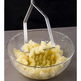 Furtony Stainless Steel Potato Masher Potato Press Manual Potato Masher Stainless Steel Masher,Silver,30x8cm