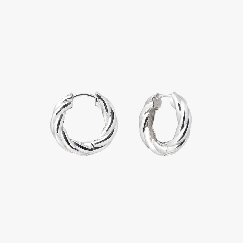 [D.Silver] Silver 925 Urban Loop One-Touch Earrings Silver / [D.Silver]