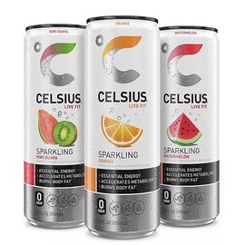 Celsius-Sparkling Core Combination Pack, Orange, Kiwi Guava, and Watermelon, 12 fl. oz., (9 pack)