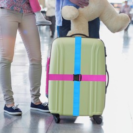 Luggage Straps for Suitcases Travel Belt Suitcase Strap, Heavy Duty with Quick-Release Buckle Suitcase Safe Belt with Name Card, Bright Color Adjustable Luggage Belts, 4 Pack, Colorful B