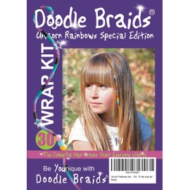 Unicorn Rainbows 30 hair wraps kit, girls’ hair accessories and styling, hair wrapping kit, hair styling gifts for girls, festival and party hair. Hair wrapping made easy