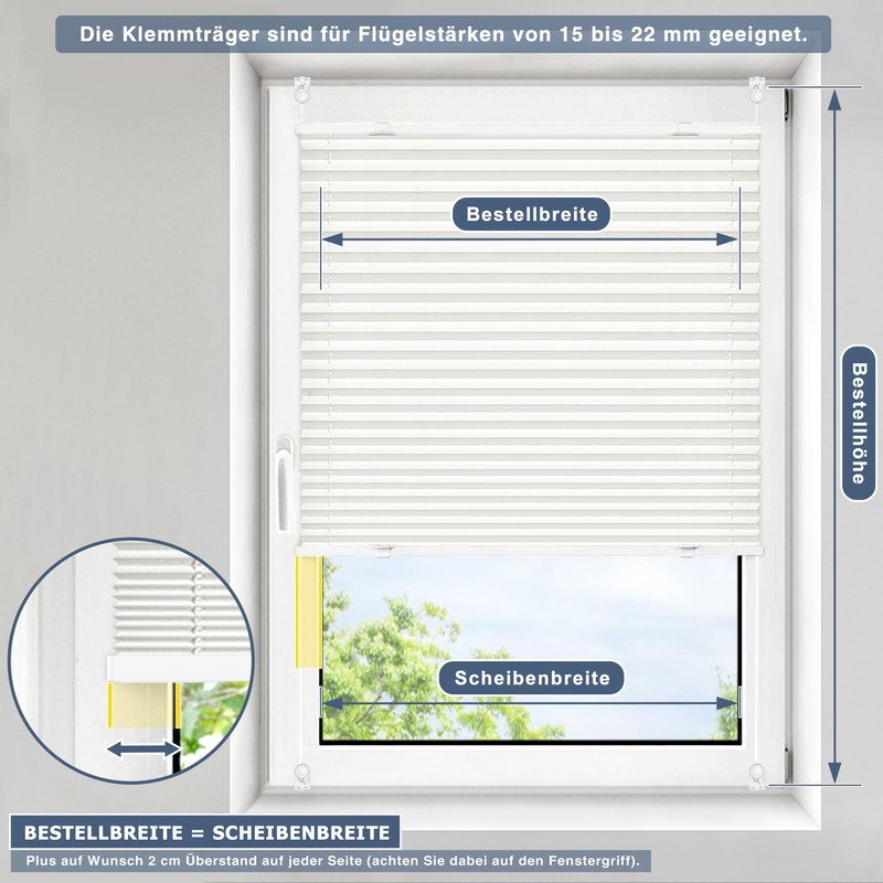 Victoria M. Praktica Pleated Blind, No Drilling Required, with Clamp