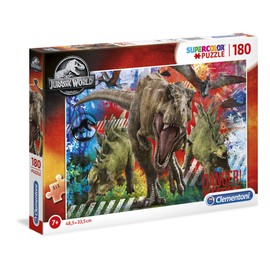 Clementoni 29106 Supercolor Jurassic World – Puzzle 180 Teile ab 7 Jahren, buntes Kinderpuzzle mit besonderer Leuchtkraft & Farbintensität, Geschicklichkeitsspiel für Kinder