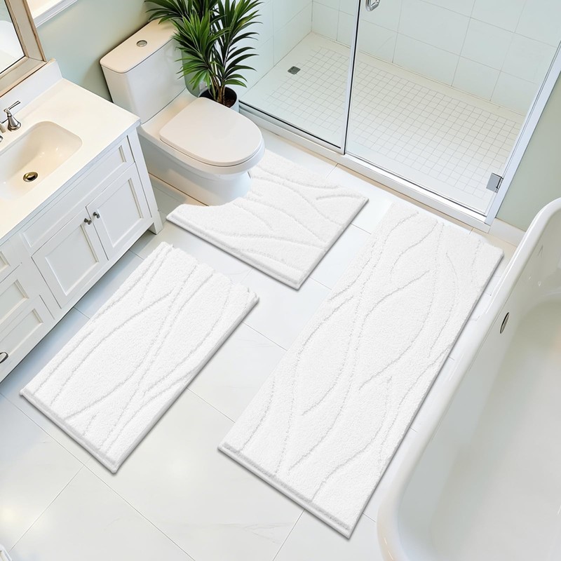 Bsmathom Bathroom Rugs Sets 3 Piece, Soft Non Slip Microfiber