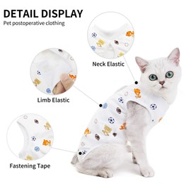 Cat Professional Surgical Recovery Suit,E-Collar Alternative for Cats Dogs,After Surgery Wear, Pajama Suit,Home Indoor Pets Clothing Football S