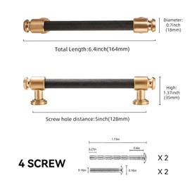 POVEFONK 10 Pack 5 inch(128mm) Black and Champagne Bronze Kitchen Cabinet Handles Knurled Cabinet Pulls Black Drawer Pulls Kitchen Cabinet Hardware