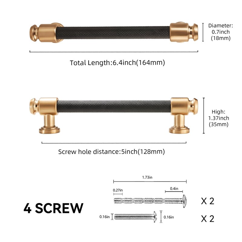 POVEFONK 10 Pack 5 inch(128mm) Black and Champagne Bronze Kitchen