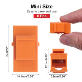 MECCANIXITY 5 Pack RJ45 Ethernet Coupler, Female to Female Cat6 Coupler Ethernet Extension Adapter Network Connector for Cat6/Cat5e/Cat5,Orange