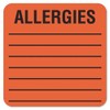 Medical Labels for Allergies, 2 x 2, Orange, 500/Roll