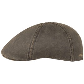 Stetson Level Distressed Cotton Duckbill Flat Cap Medium Brown
