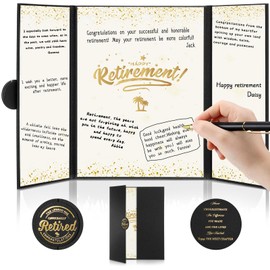Skyygemm Happy Retirement Guest Book Retirement Party Decorations with Pen Alternative Retirement Gifts for Women Men Farewell Party Supplies Jumbo Retirement Signature Board Book for Coworker