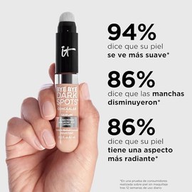 It Cosmetics Bye Bye Dark Spots Concealer + Serum - Corrector de Ojeras y Manchas con Niacinamida, Ácido Hialurónico y Cafeína, Acabado Natural y Cobe