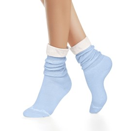 Benefeet Sox Frilly Slouch Socks for Women Teen Girls Colorful Ruffle Scrunch Socks Novelty Stacked Socks Pretty Solid Crew Socks Cute Fancy Dress Socks Soft Cotton Knee High Boot Socks, Blue