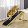 74" Natural Wooden Dog Ramp for Bed, Non-Slip Pet Ramp