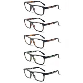 SIGVAN 5 Pack Reading Glasses for Men and Women Blue Light Blocking with Spring Hinge Readers Computer Eyeglasses (Multicolour, 1.00, x)