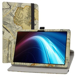 LiuShan Compatible with Teclast P20HD / Winnovo P20 Rotating Case, 360° Rotating Stand Function Case for 10.1 Inch Teclast M40/M40 Pro/M40se / Blackview Tab 8/Tab 8E, Map White