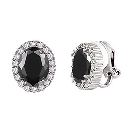 SELOVO Cubic Zirconia No Piercing Black Earrings Clip on Studs for Women