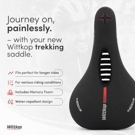 Wittkop Bike Seat, Waterproof Bicycle Saddle for Comfort, Mountain & Road Biking, Wide Bike Seats for Men & Women, BMX, MTB, Bike Seat Comfort, Waterproof Bike Saddle with Innovative 5-Zone-Concept