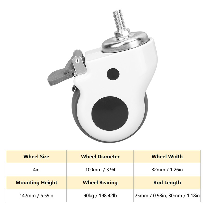 4in Universal Wheel Quiet High Speed Rotating Heavy Duty Swirl