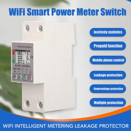 Protector Multifunción con Interruptor de Medidor de Potencia Inteligente WiFi con Medición para Disyuntor de Energía Tuya