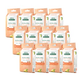 Aleva Naturals Bamboo Baby Pacifier and Toy Wipes | Natural and Organic Ingredients with Lemon Oil | Safely Cleans Bottles, Nipples, Cups | Extra Strong and Ultra Soft - 30 count (Pack of 12)