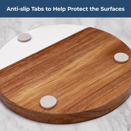 GAM Coasters Set of 4, Round Wooden & Marble Coasters for Drinks, Housewarming Gifts for New Home, Farmhouse Table Décor, Drink Coasters, Coffee Table Accessories