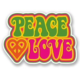 2 x 15cm Peace Love Sticker Decal Symbol Hippy Camper Beetle Fun Girls #6035 (15cm Wide x 10.5cm Tall)